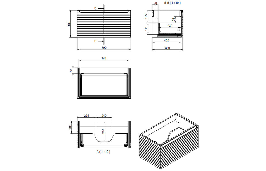 Allure 600/800mm Wall Hung Unit & Basin/ Worktop - Matt Cotton