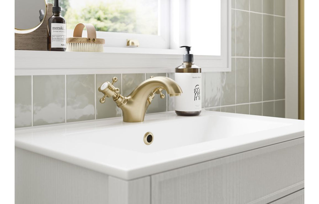 Kad Traditional Basin Mixer Tap & Waste - Chrome, Brushed Brass