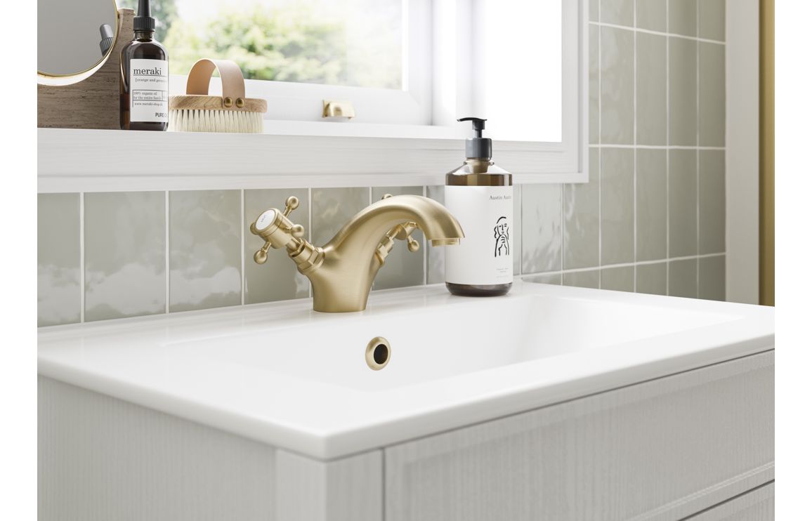 Kad Traditional Basin Mixer Tap & Waste - Chrome, Brushed Brass