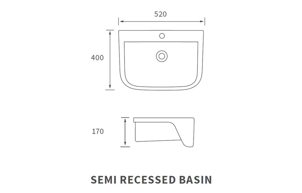 Chorus 520/ 560 X 450mm Basin & Full Pedestal/ Semi Recessed