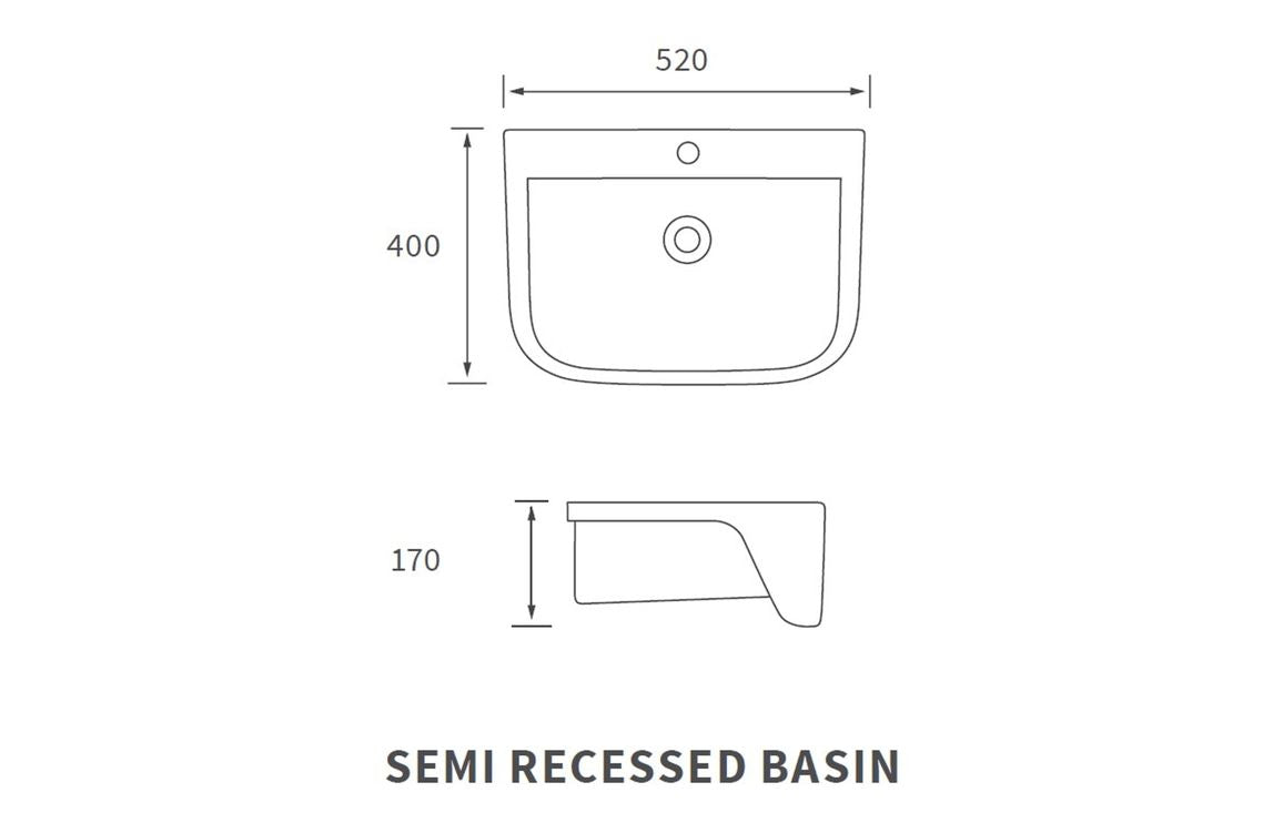Chorus 520/ 560 X 450mm Basin & Full Pedestal/ Semi Recessed