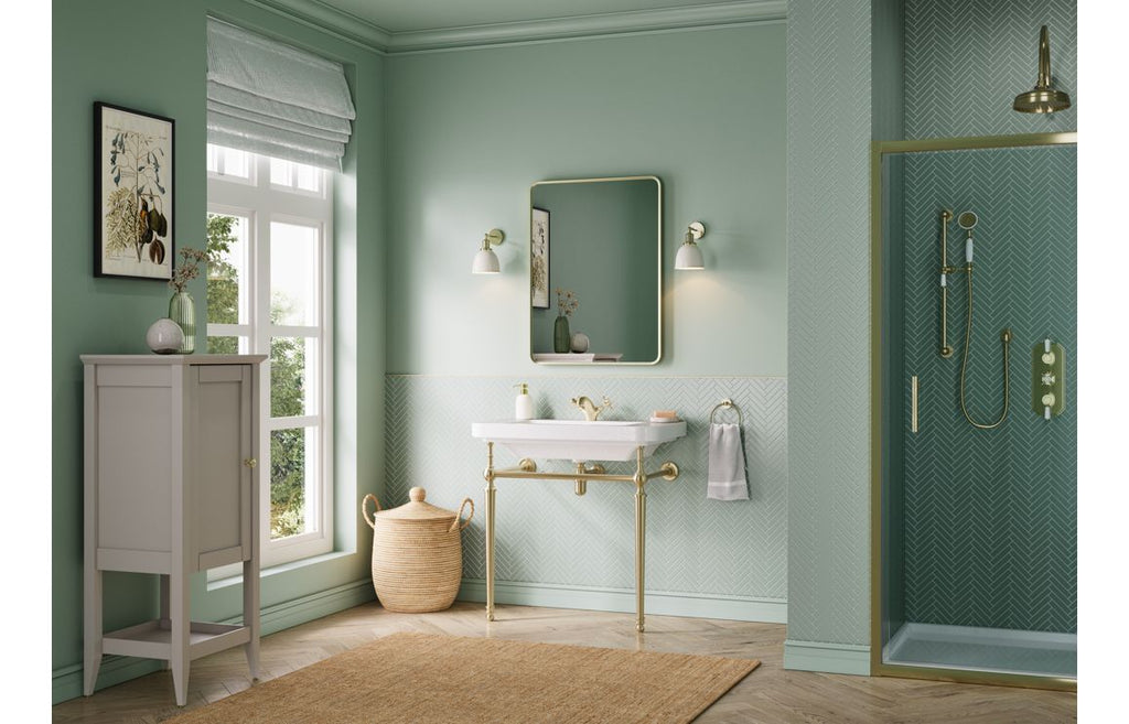 Dion 600/ 800mm 1TH Basin & Stand - Brushed Brass, Chrome
