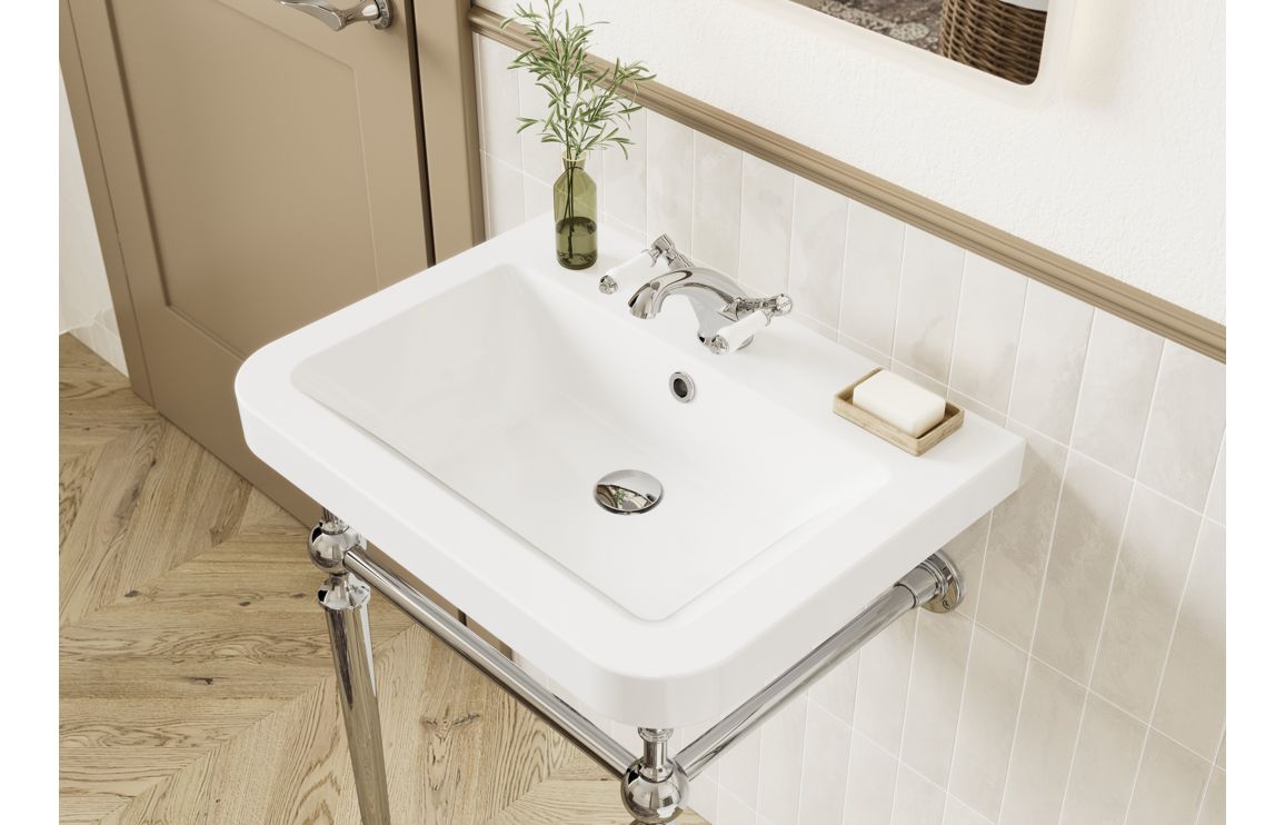 Dion 600/ 800mm 1TH Basin & Stand - Brushed Brass, Chrome