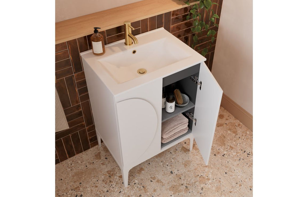 Veer 600/1000mm Floorstanding Unit & Basin - Matt White