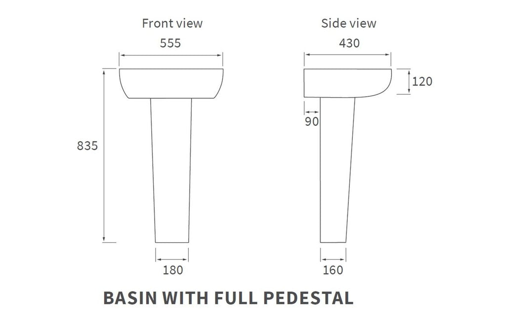 Orant 550X435mm Basin & Full /  Semi Pedestal/ Semi Recessed