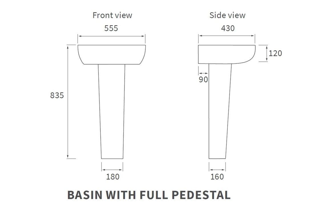 Orant 550X435mm Basin & Full /  Semi Pedestal/ Semi Recessed