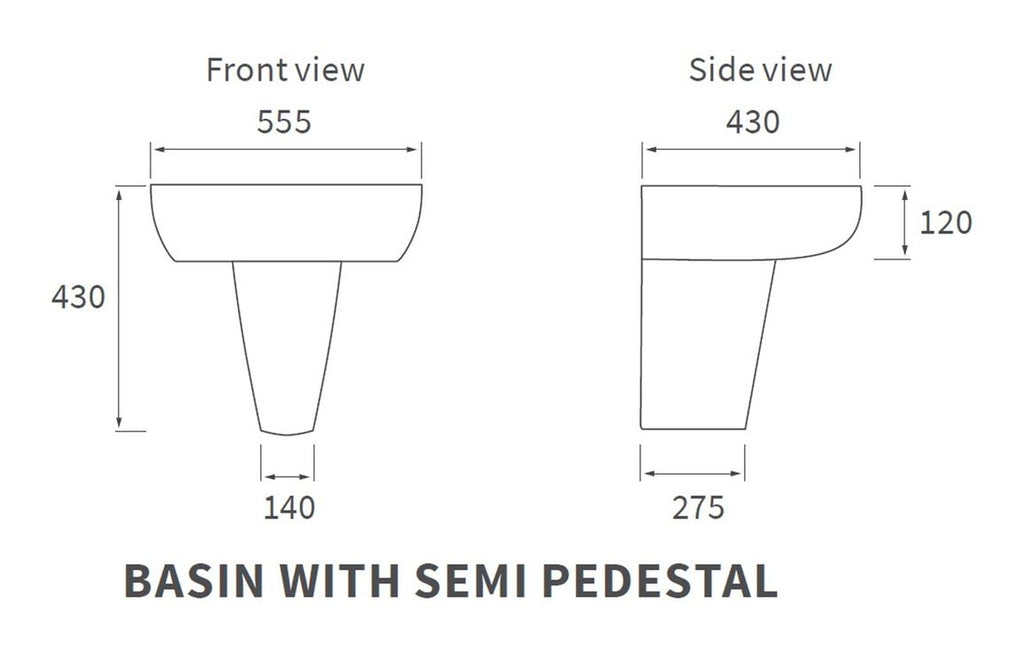 Orant 550X435mm Basin & Full /  Semi Pedestal/ Semi Recessed