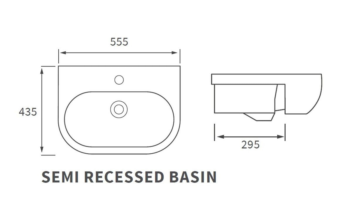 Orant 550X435mm Basin & Full /  Semi Pedestal/ Semi Recessed