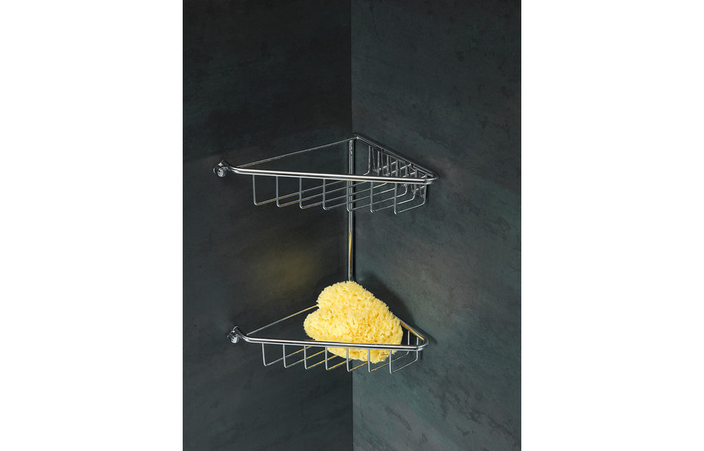 Elena Corner Shower Caddy - Matt Black, Brushed Brass, Chrome