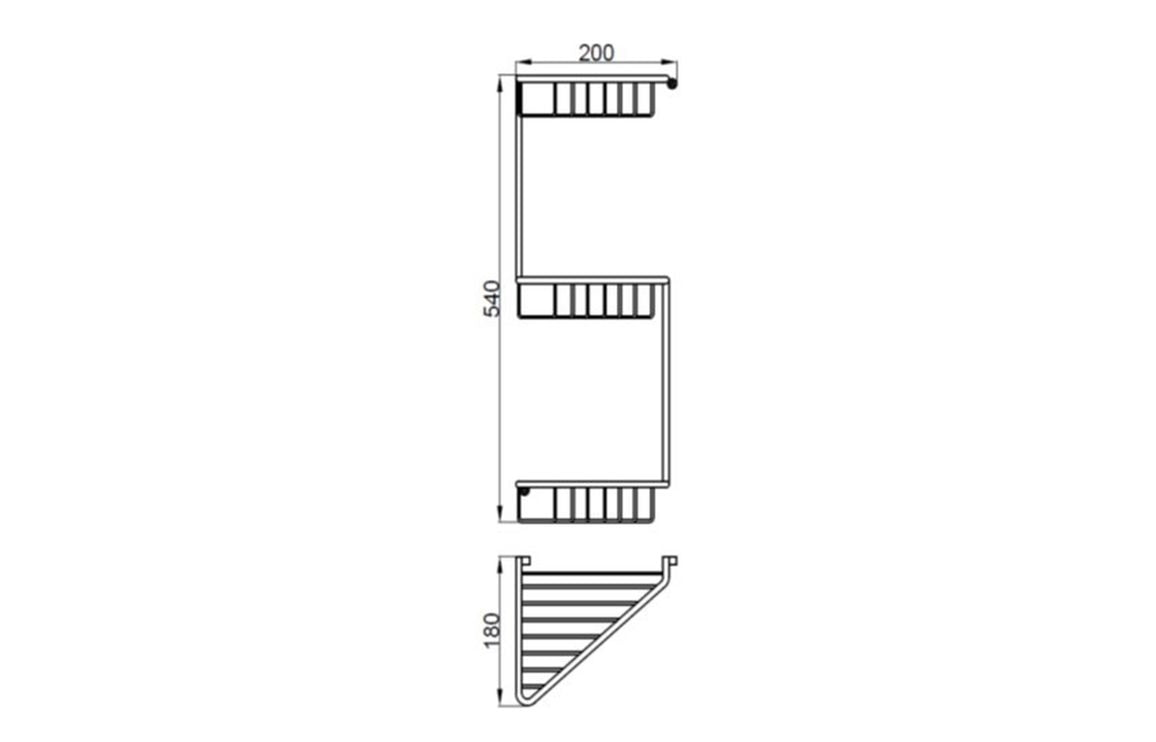 Elena Corner Shower Caddy - Matt Black, Brushed Brass, Chrome