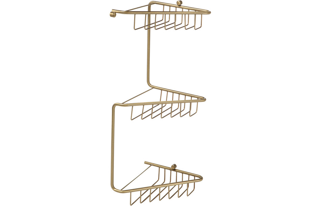 Elena Corner Shower Caddy - Matt Black, Brushed Brass, Chrome