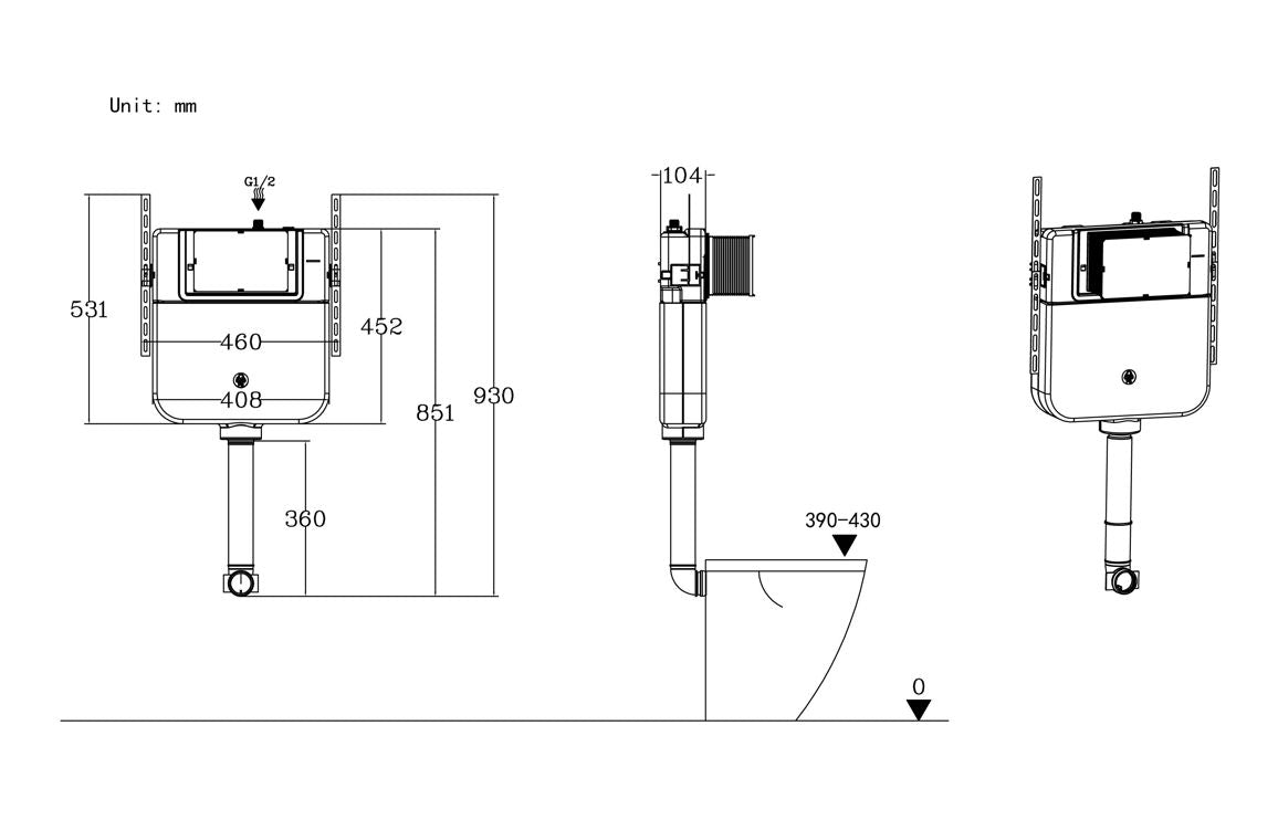 Slim Concealed Cistern - Without Frame