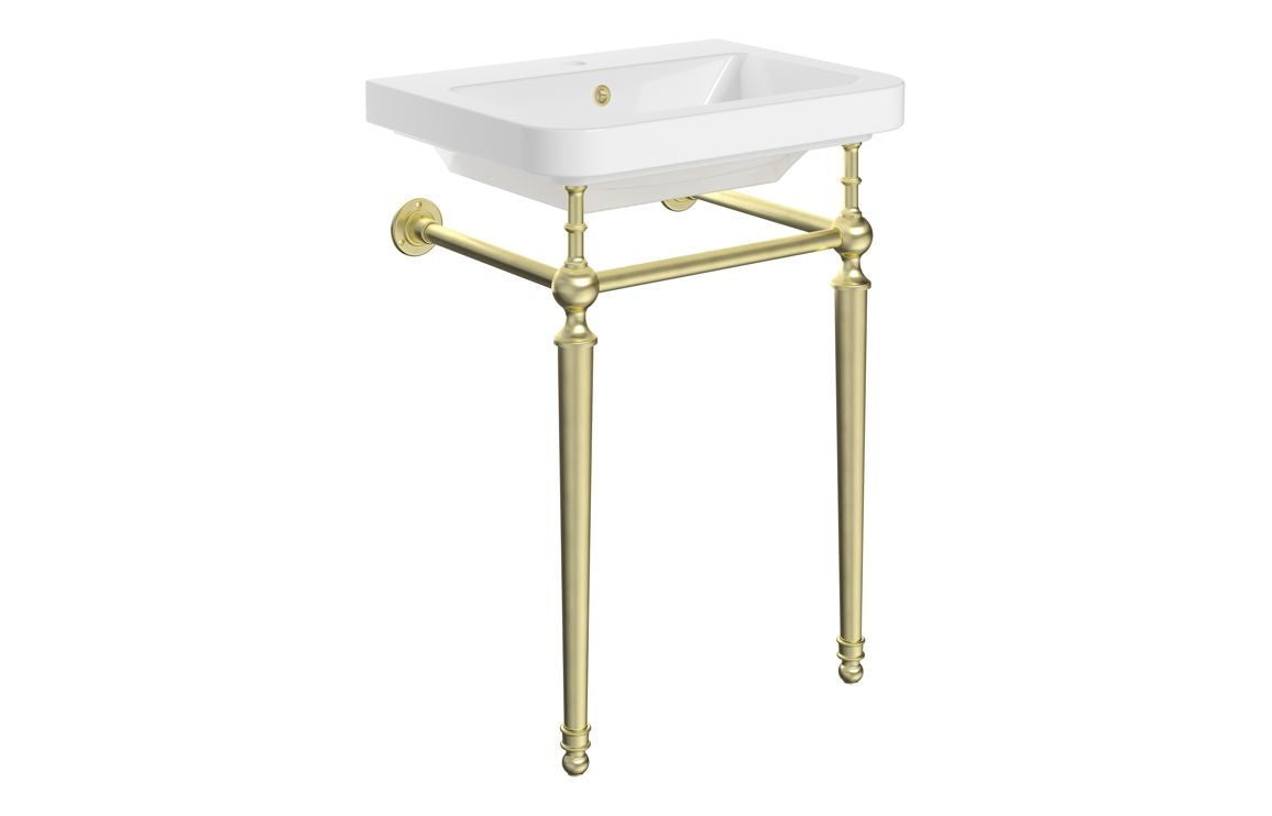 Dion 600/ 800mm 1TH Basin & Stand - Brushed Brass, Chrome