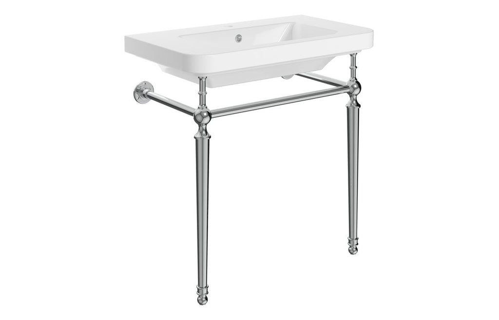Dion 600/ 800mm 1TH Basin & Stand - Brushed Brass, Chrome