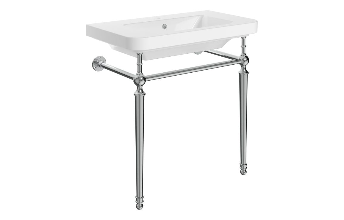 Dion 600/ 800mm 1TH Basin & Stand - Brushed Brass, Chrome