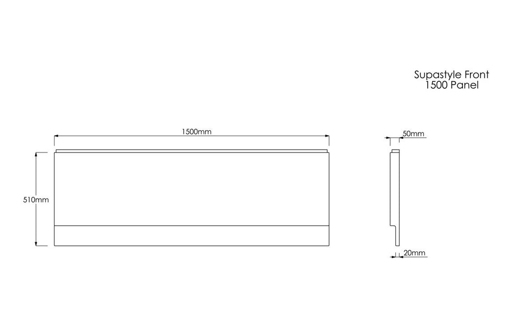 Bath Panel Plain 1500/ 1600/ 1700/ 750mm Front/ End Panel - White