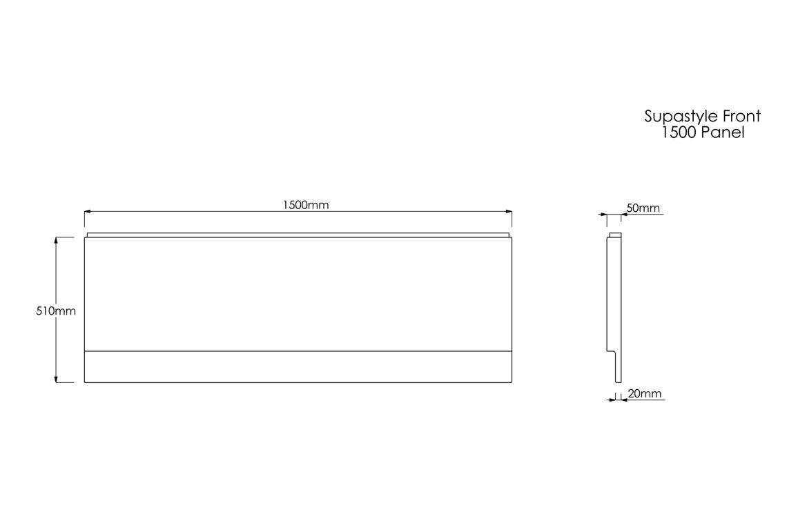 Bath Panel Plain 1500/ 1600/ 1700/ 750mm Front/ End Panel - White