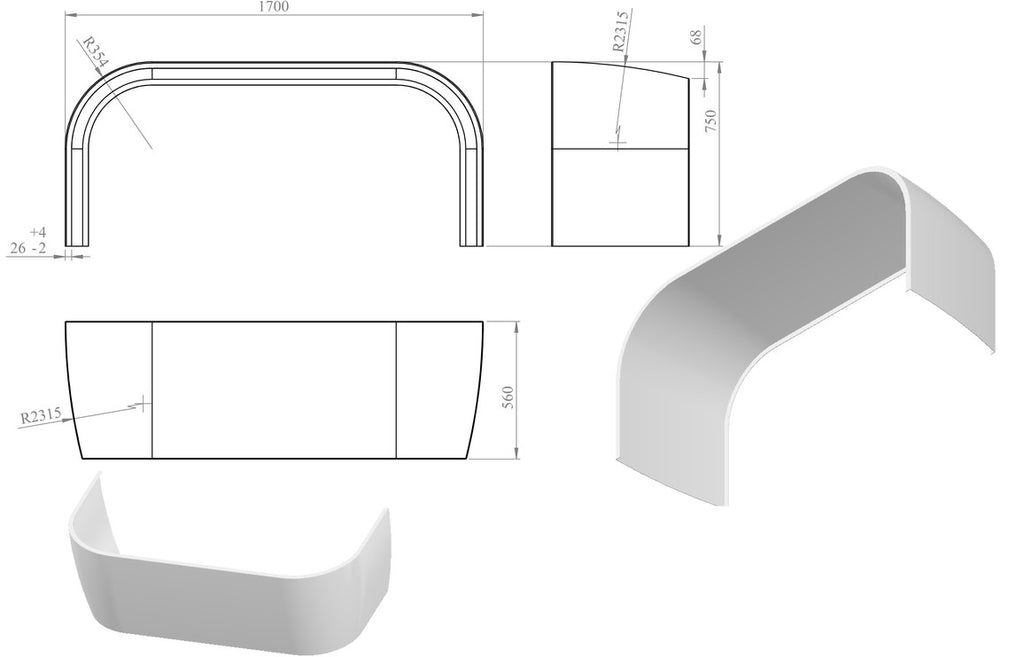Bath Panel 1700mm Back To Wall - White