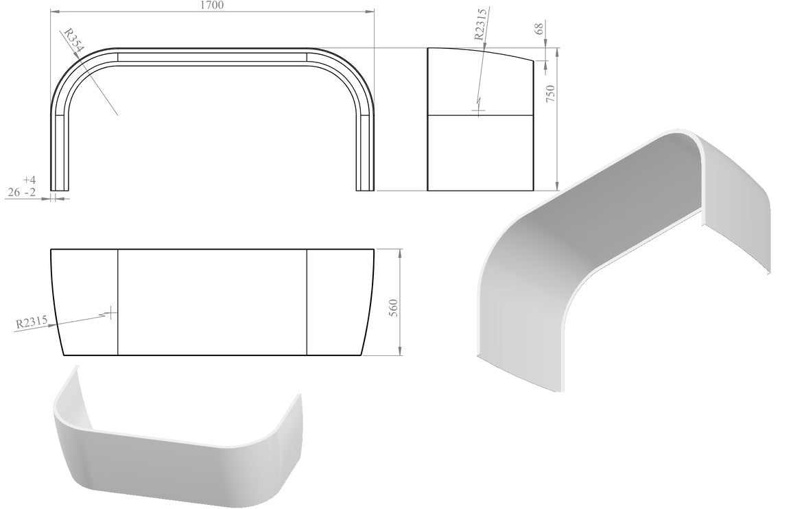 Bath Panel 1700mm Back To Wall - White