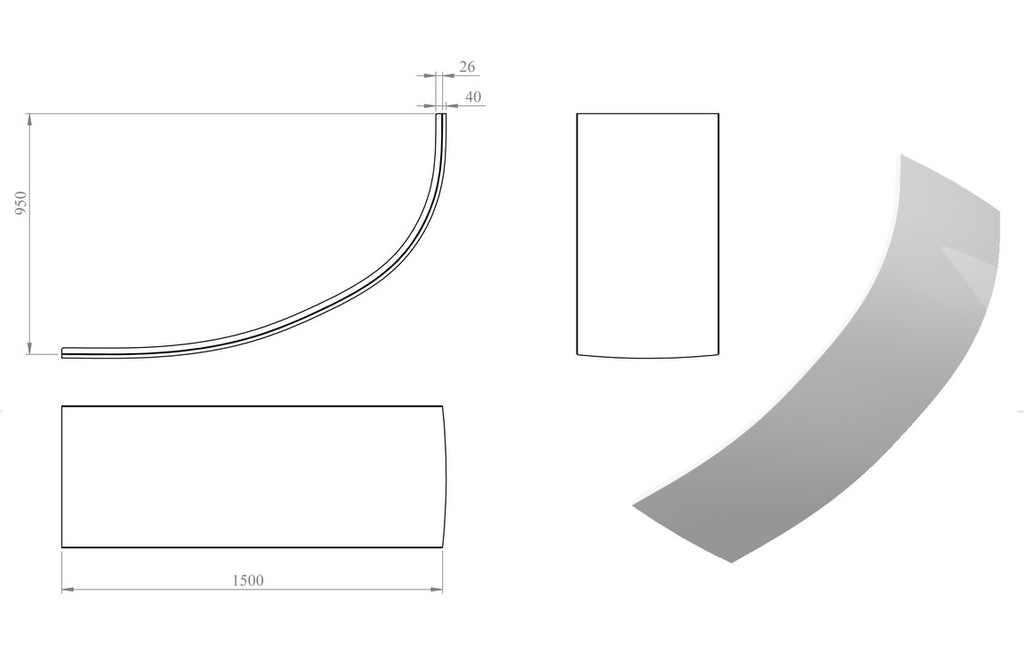 Bath Panel 1500mm Offset Corner - White