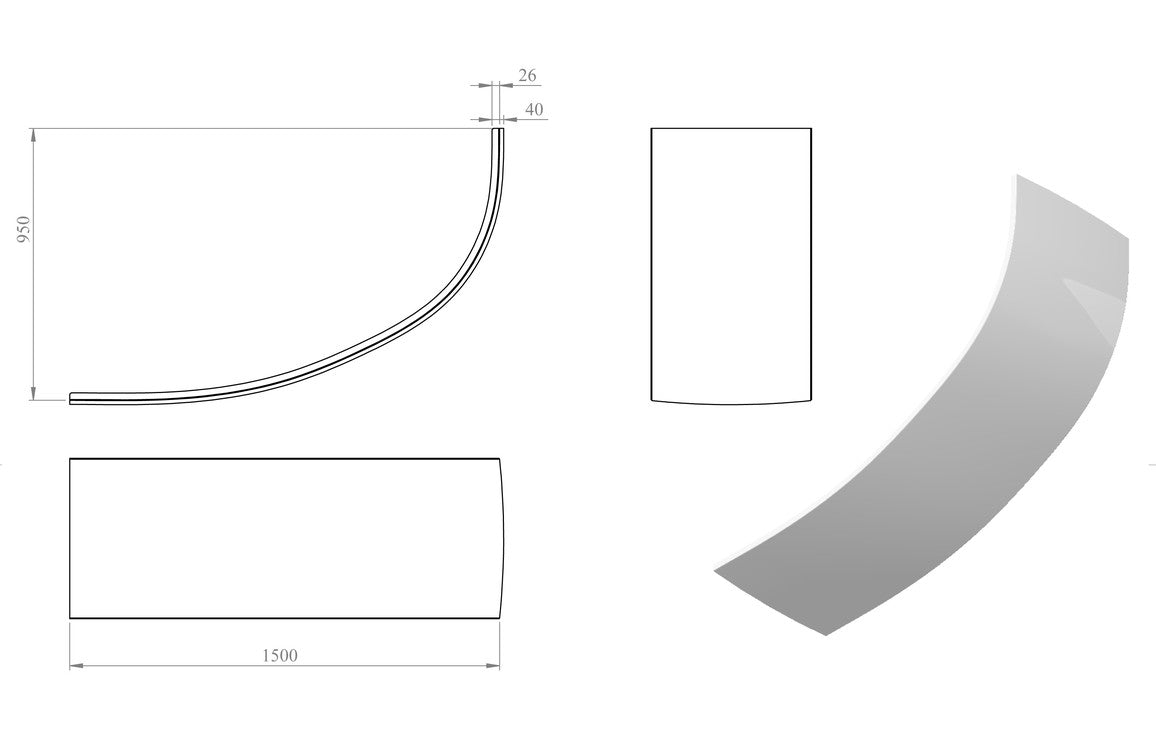 Bath Panel 1500mm Offset Corner - White