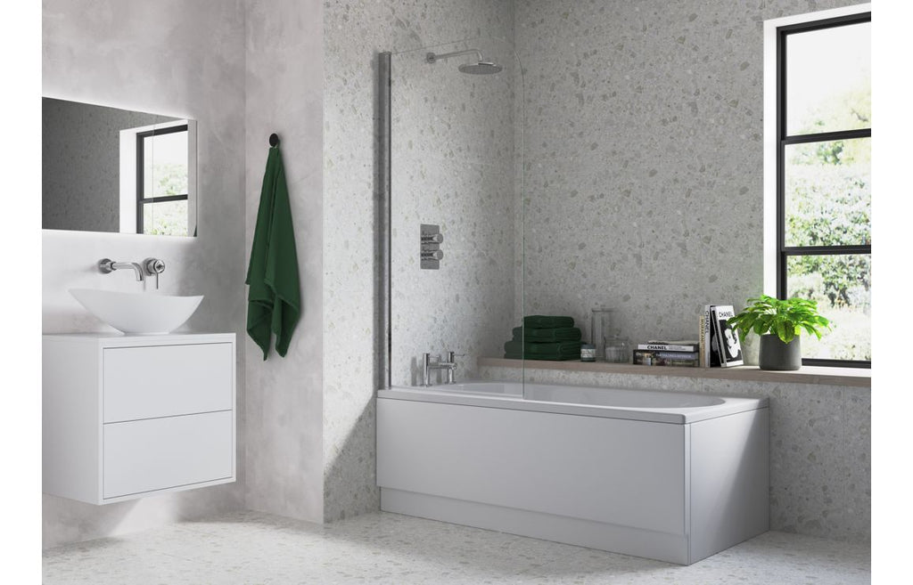 Bath Screen 800x1500mm Single Curved (6mm) - Chrome