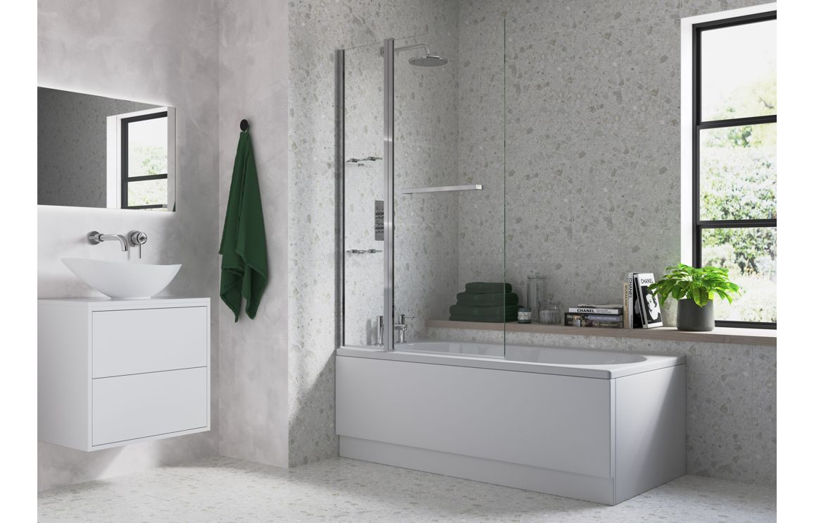 Bath Screen 1000x1500mm Two Panel Folding (6mm) - Chrome