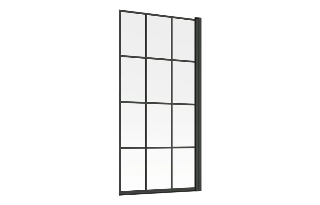 Bath Screen 800x1500mm Single Straight Framed (6mm) - Black