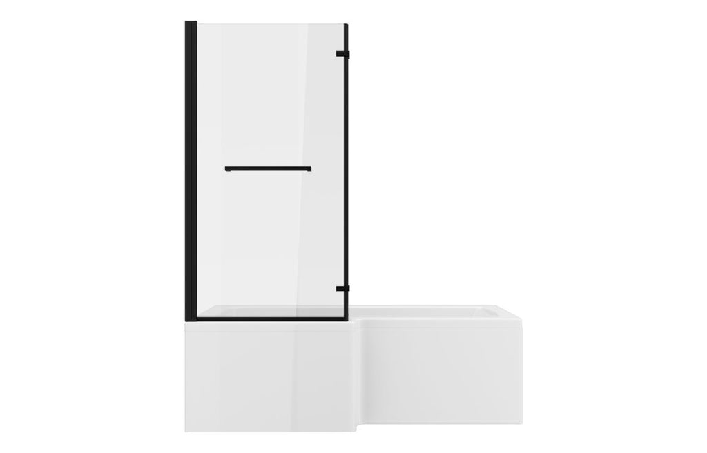 Tunde L Shape SUPERCAST 1700x850 0TH Shower Bath Pack - Matt Black