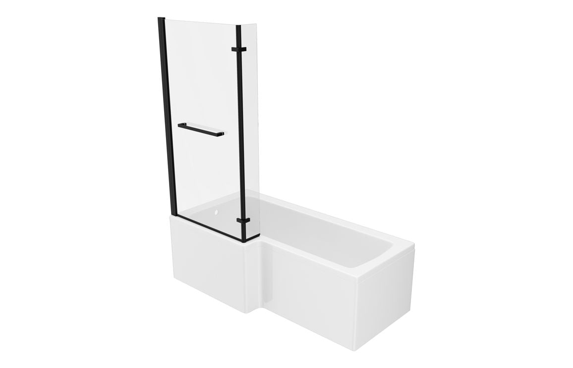 Tunde L Shape 1700x850 0TH Shower Bath Pack - Matt Black