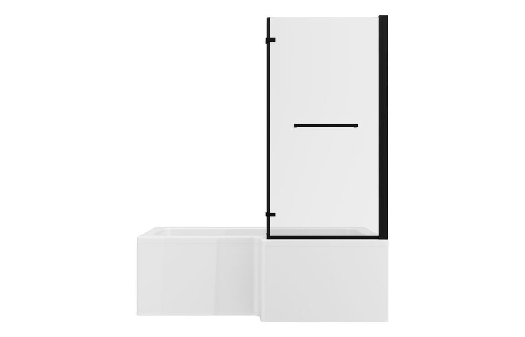 Tunde L Shape SUPERCAST 1700x850 0TH Shower Bath Pack - Matt Black
