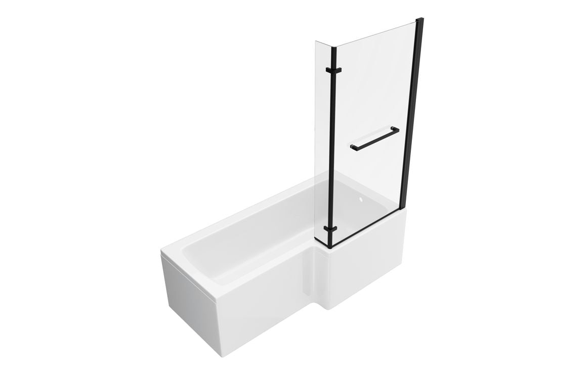 Tunde L Shape 1700x850 0TH Shower Bath Pack - Matt Black