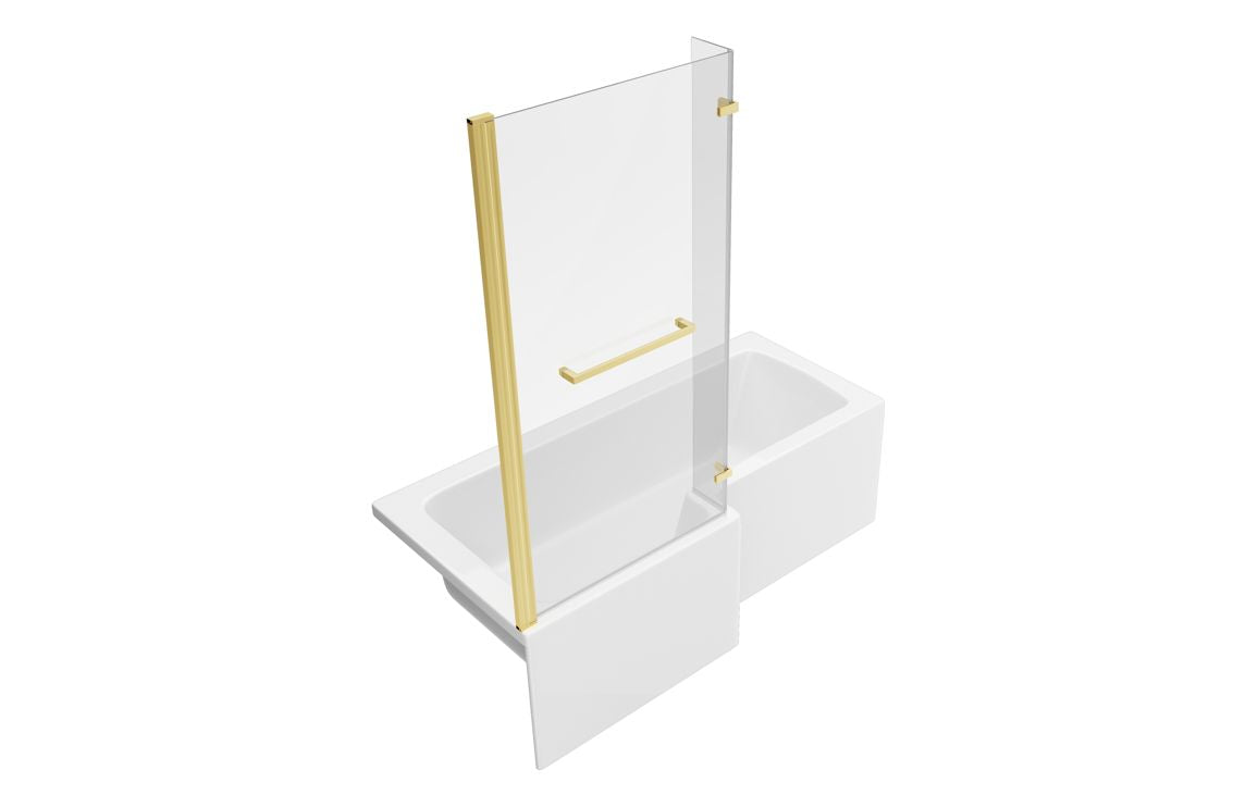Tunde L Shape SUPERCAST 1700x850 0TH Shower Bath Pack - Brushed Brass