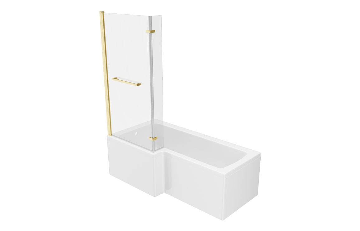 Tunde L Shape SUPERCAST 1700x850 0TH Shower Bath Pack - Brushed Bronze