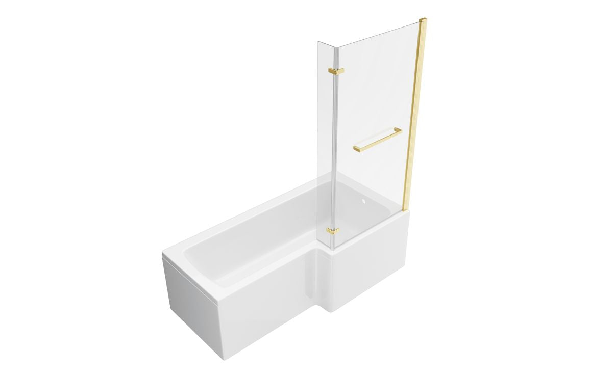 Tunde L Shape SUPERCAST 1700x850 0TH Shower Bath Pack - Brushed Bronze