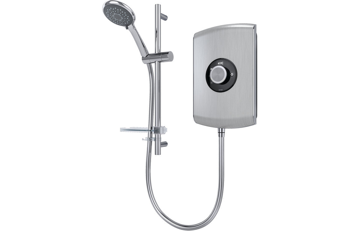 Triton Amore 8.5kw Electric Shower - Brushed Steel, White Gloss, Black Gloss