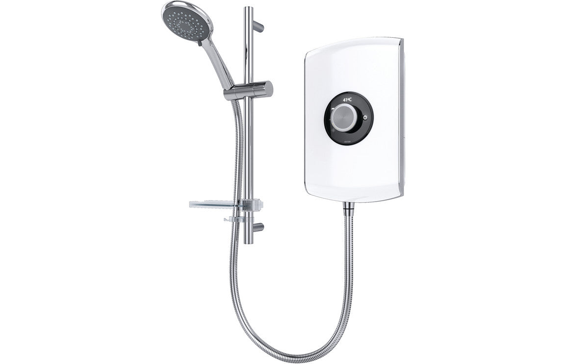 Triton Amore 8.5kw Electric Shower - Brushed Steel, White Gloss, Black Gloss