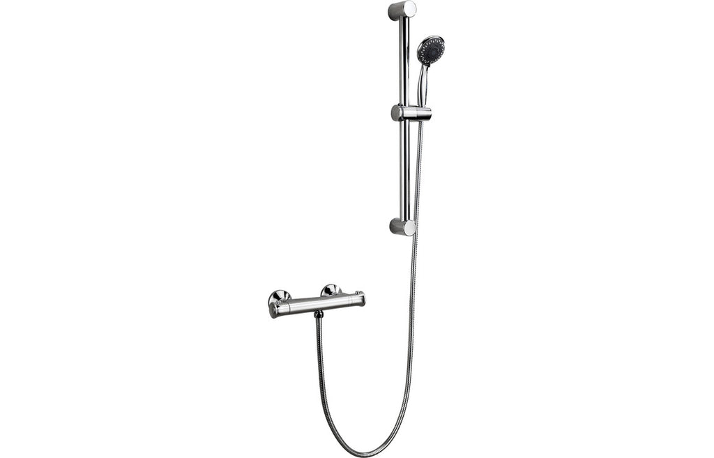 Kiara One Outlet Low Pressure Thermostatic Bar Mixer Round Shower - Chrome