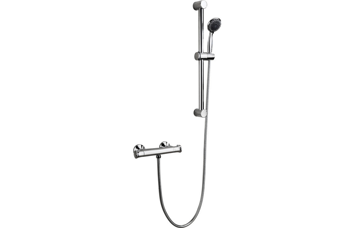Kiara One Outlet Low Pressure Thermostatic Bar Mixer Round Shower - Chrome