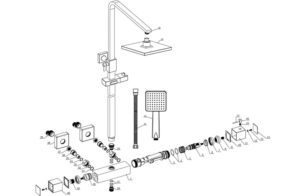 Avish Two Outlet Thermostatic Mixer Shower w/Riser & Overhead Kit - Chrome