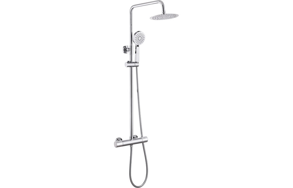 Cotta Two Outlet Thermostatic Mixer Round Shower w/Riser & Overhead Kit - Chrome