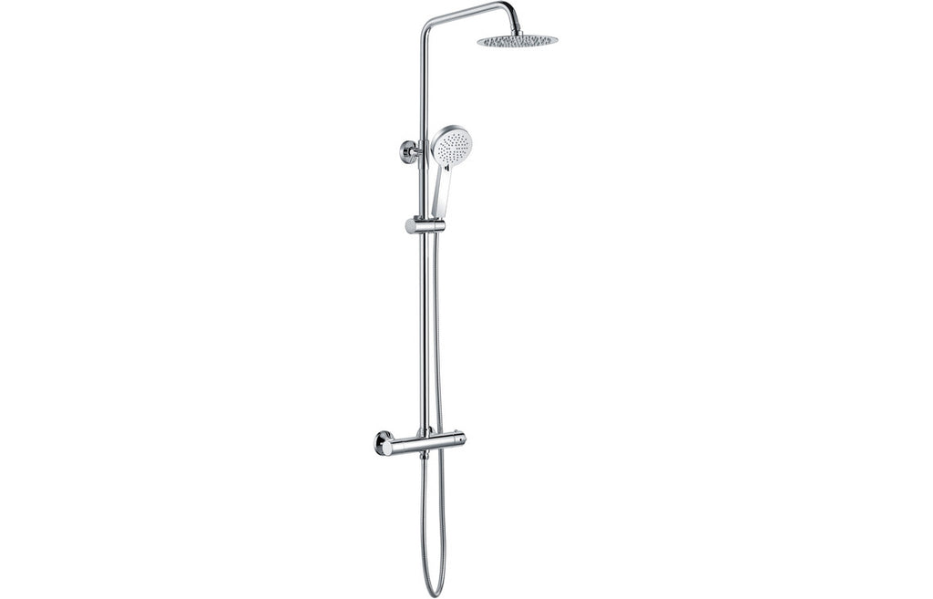 Vira Round Two Outlet Thermostatic Bar Mixer w/Riser Kit - Brass, Black, Chrome, Bronze