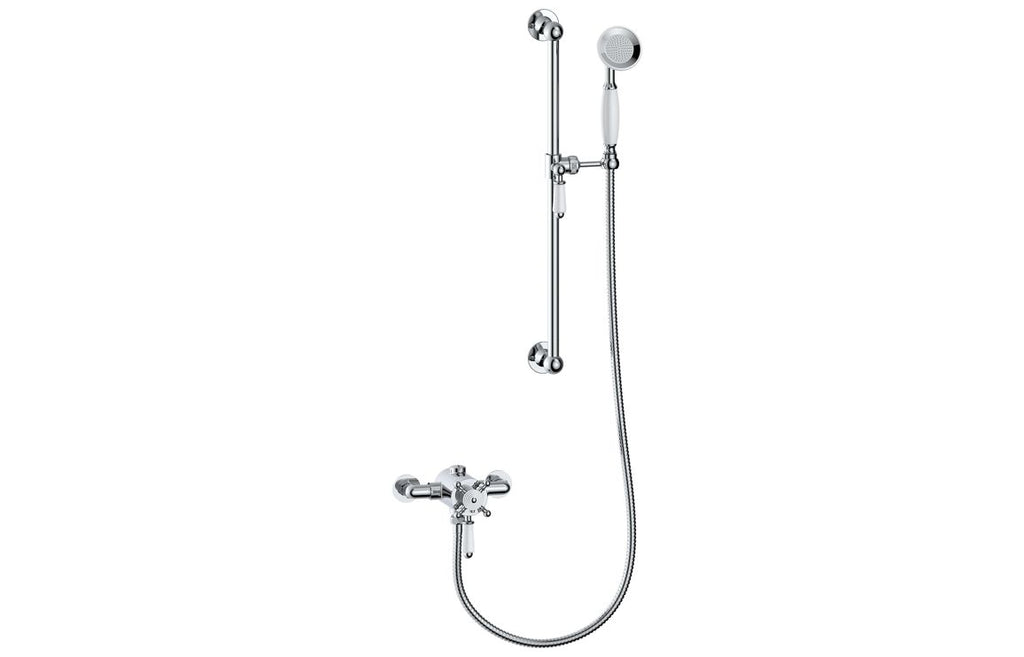 Wicker Single Outlet Shower Valve & Riser Kit - Brass, Chrome