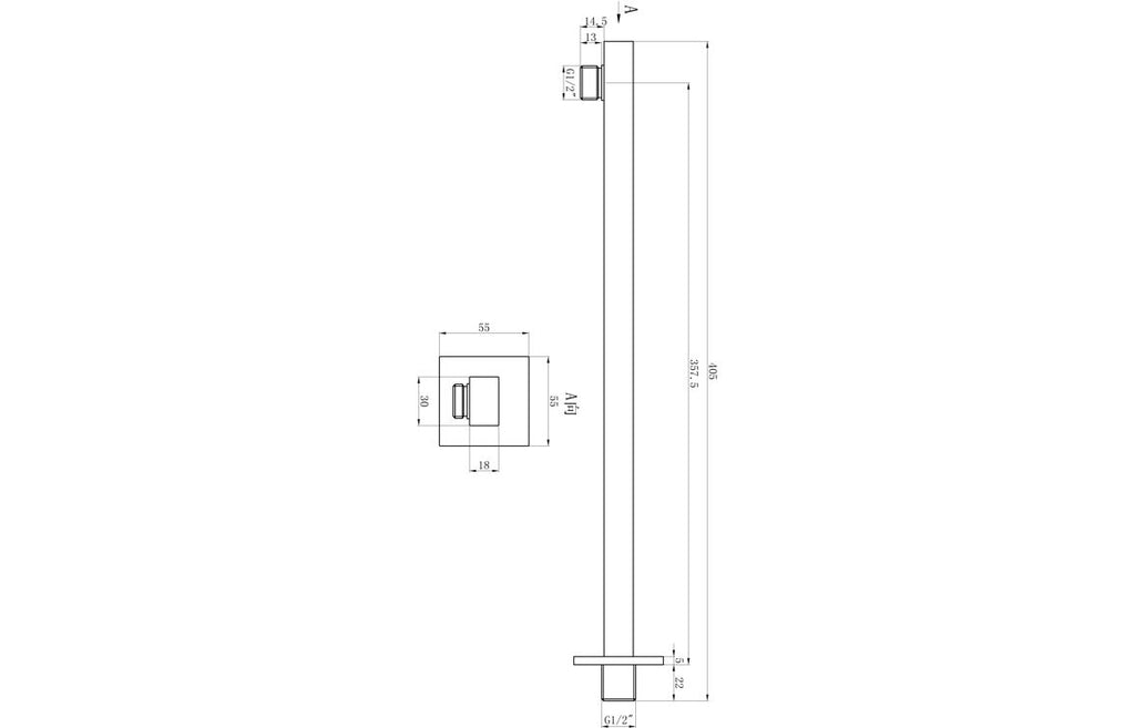 Myra Square Two Outlet Shower Valve, Handset & ABS Overhead - Chrome