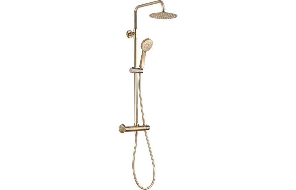 Vira Round Two Outlet Thermostatic Bar Mixer w/Riser Kit - Brass, Black, Chrome, Bronze