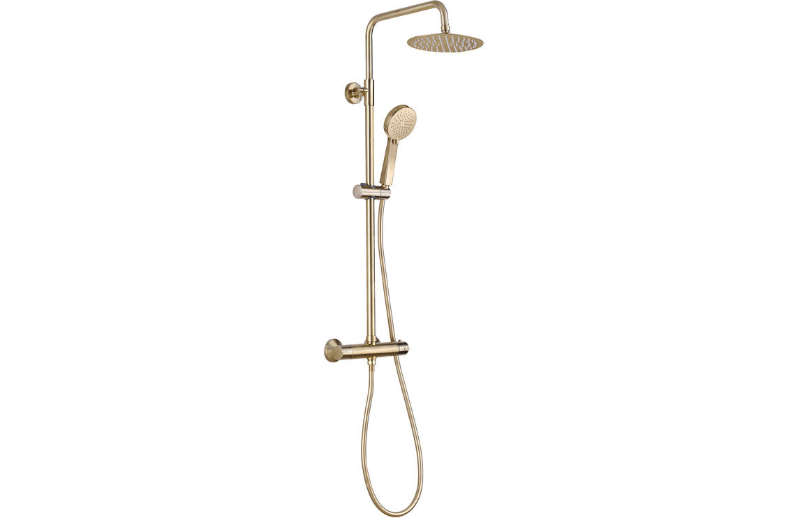 Vira Round Two Outlet Thermostatic Bar Mixer w/Riser Kit - Brass, Black, Chrome, Bronze