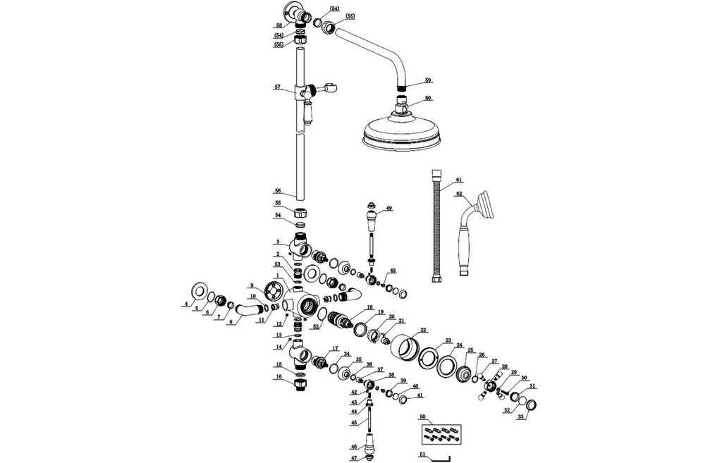 Wicker Two Outlet Thermostatic Shower Kit - Chrome, Brass
