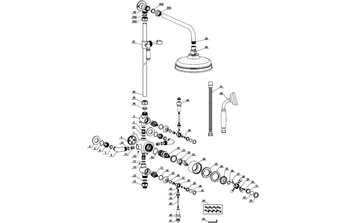 Wicker Two Outlet Thermostatic Shower Kit - Chrome, Brass
