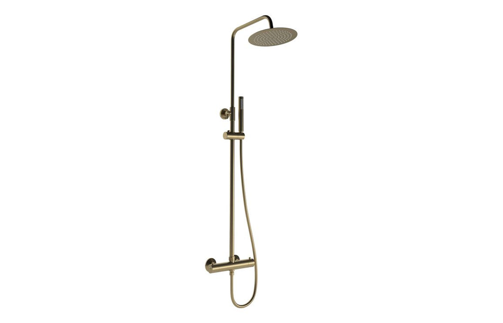 Vira Round Two Outlet Thermostatic Bar Mixer w/Riser Kit - Brass, Black, Chrome, Bronze