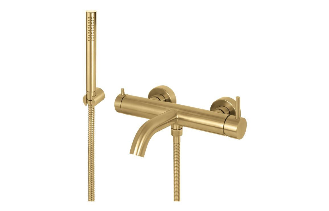 Tiber Vema Premium Wall Mounted Bath Filler & Shower Mixer - Stainless Steel, Brass